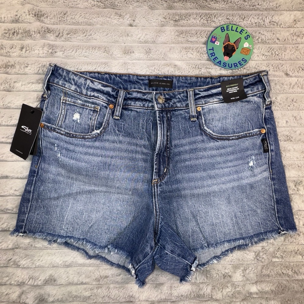 Silver Jeans Co. Shorts Women's 32 Beau Boyfriend Fit High Rise Cutoff Stretch